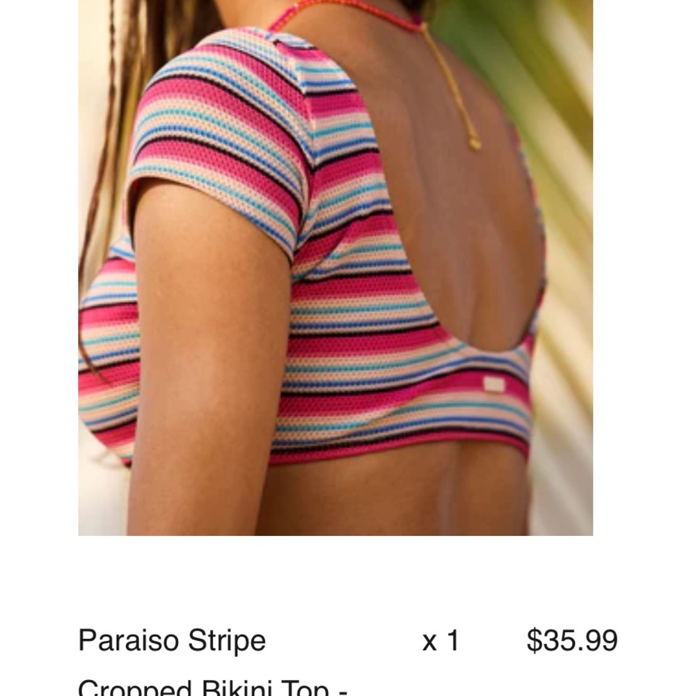 Roxy Paraiso Stripe Crop Top — Pink Multi - Picture 4 of 4